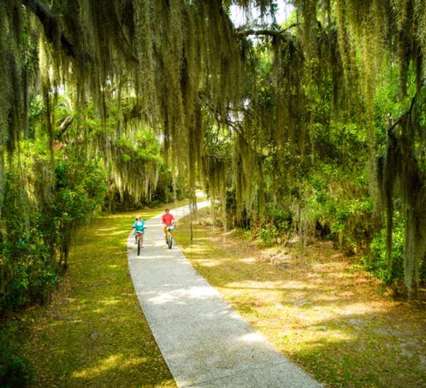 More than 20 miles of paved bike paths cross through Jekyll Island's beautiful maritime forests, beaches, and more.