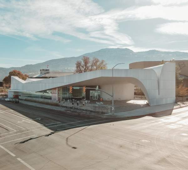 Aerial view of the Southern Utah Museum of Art in downtown Cedar City