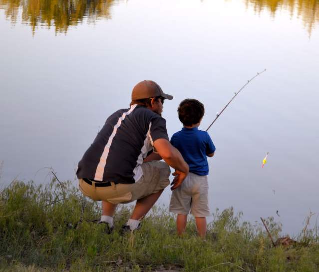 A father and son fishing at Sutton Wilderness Park