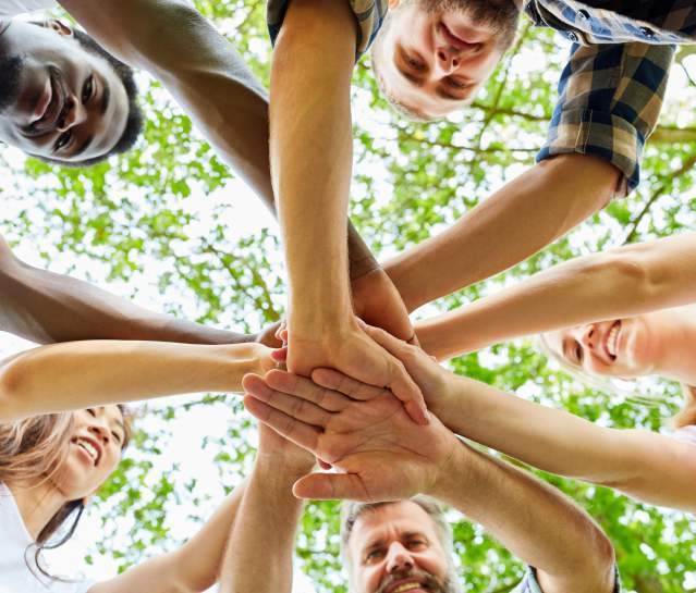 Group Hands Friends Meeting