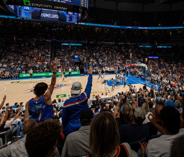 Crowd enjoying a Thunder Basketball game