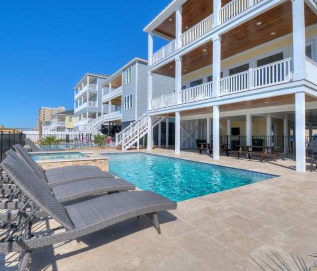 Beach House Exterior With Swimming Pool in North Myrtle Beach