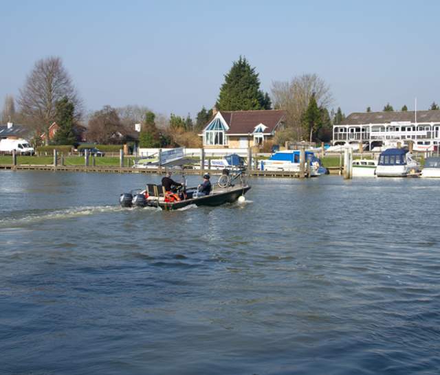 View of ferry across the Thames at Shepperton