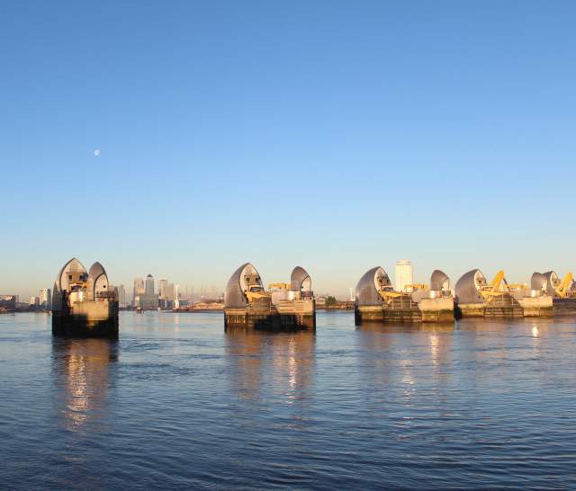 View of the Thames Barrier Across the Thames