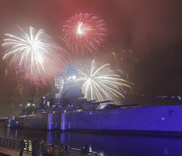 Sparks & Stripes Over Battleship Texas