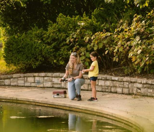 Fishing at Coffman Park pond