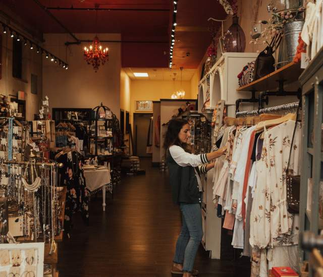 Woman shopping in local boutique in Downtown Rapid City, SD