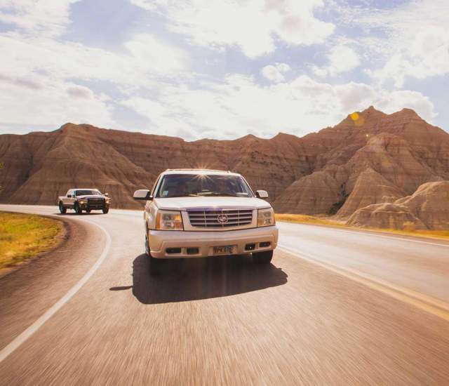 Scenic drive through Badlands National Park