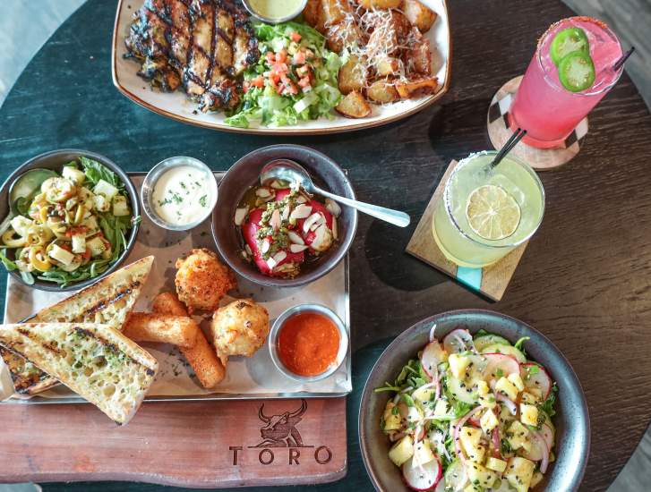 Table full of attractive food and drinks