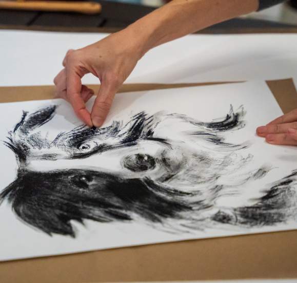 Charcoal Dog Drawing