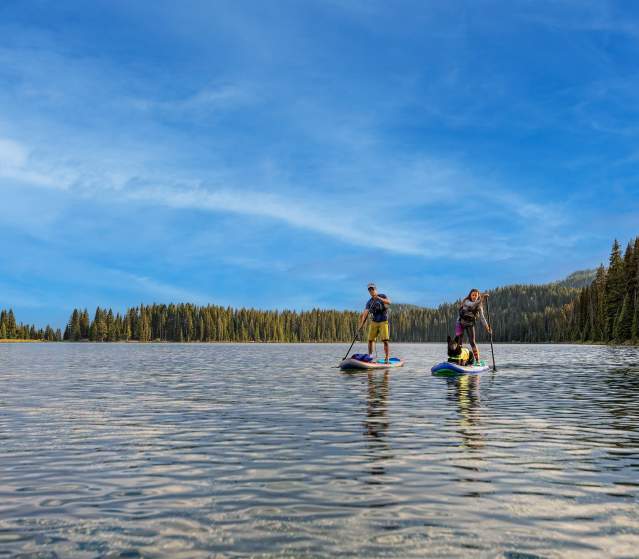People on Paddleboards on a Lake on the Grand Mesa