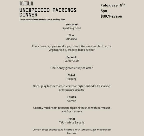 Unexpected Pairings-A Five Course Dinner