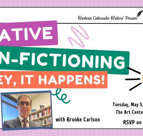 Creative Non-fictioning – Hey, It Happens! with Brooke Carlson - May Writer's Night