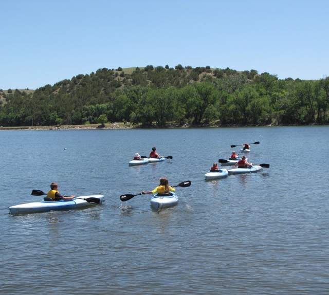 kayaks on lake