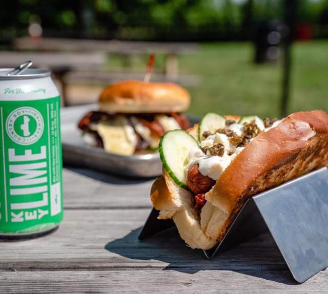 A hotdog from Boonedogs paired with a Country Boy Key Lime beer