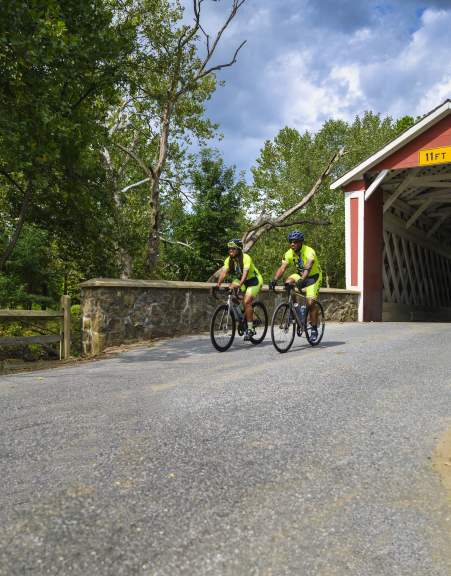 Bikers at Covered Bridge