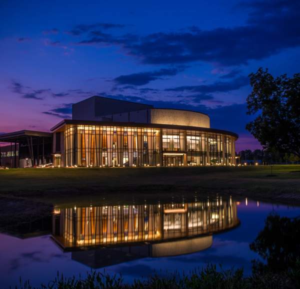 Gogue Performing Arts Center at Night