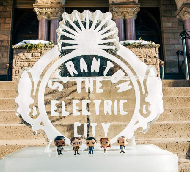 'The Office' Funko Pops characters at the 2021 Scranton Ice Festival