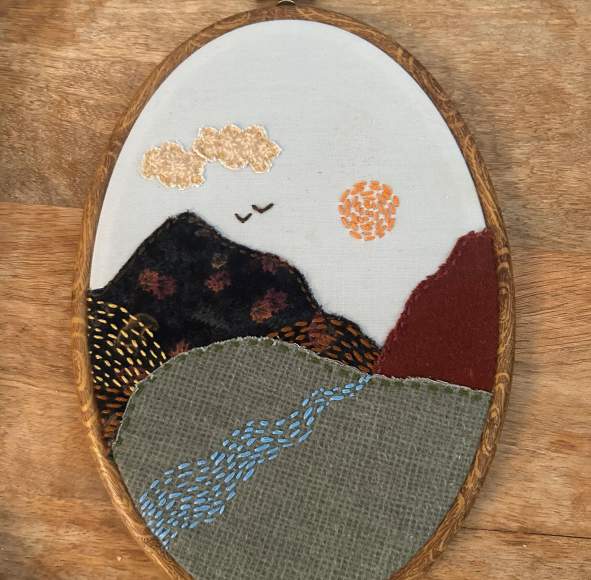 Intro to Hand Embroidery: Layered Fabric & Embroidery Landscape Art (2-Night Series)