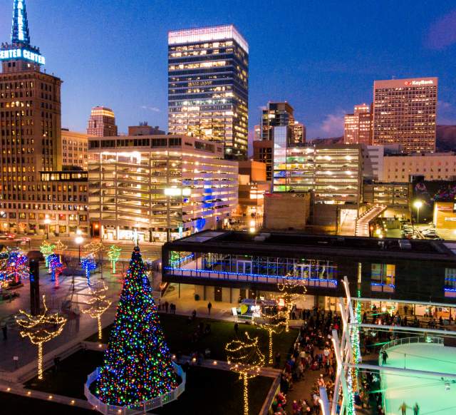 Gallivan Plaza Lights in Winter