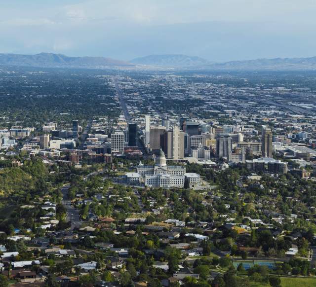 View of the Salt Lake Valley from the north above the capitol