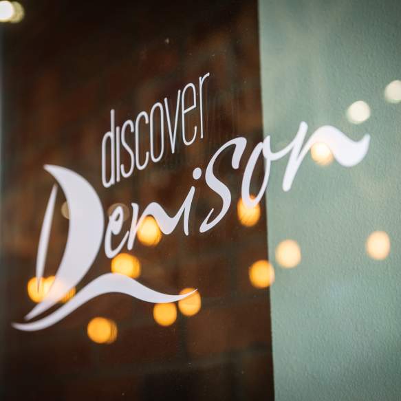 Discover Denison logo on Visitor Center Front Door