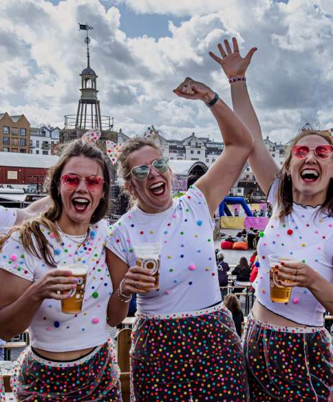 Fans enjoying a beer at Rugby World Cup Fan Zone in Bristol
