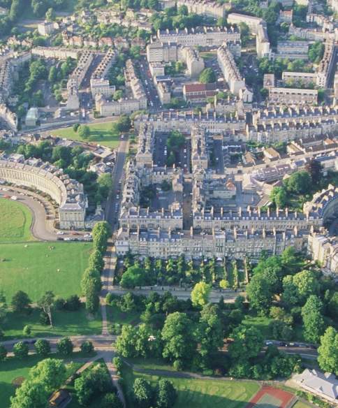 Bath - Aerial View of the Circus and Crescent