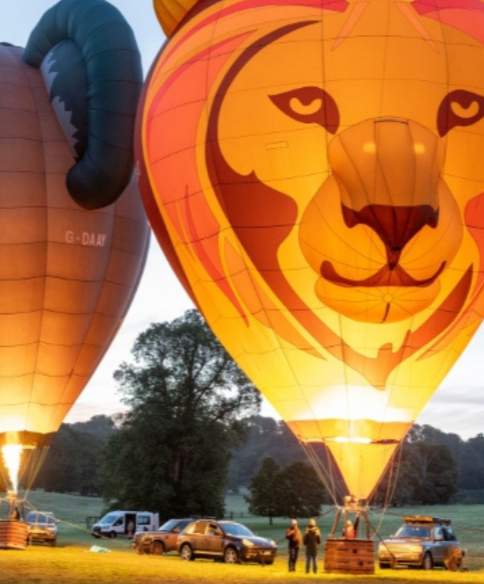 Two animal-themed hot air balloons - Icons of the Sky at Longleat