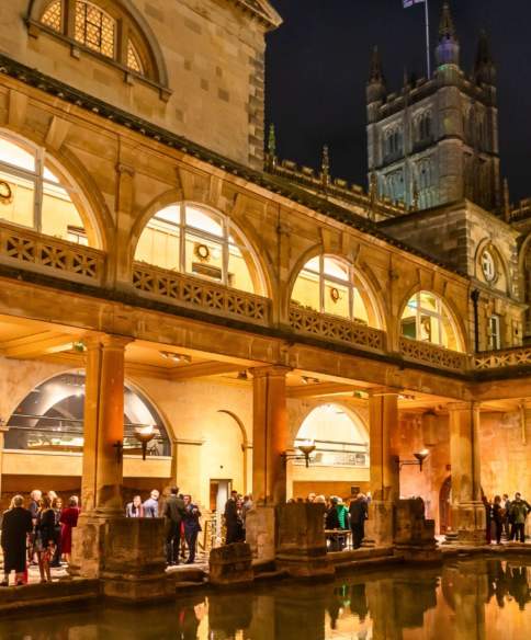The Roman Baths at night