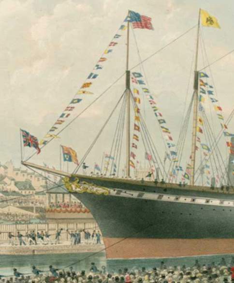 A painting of the launch of Brunel's SS Great Britain on the Bristol Harbourside in July 1843 - credit Brunel's SS Great Britain