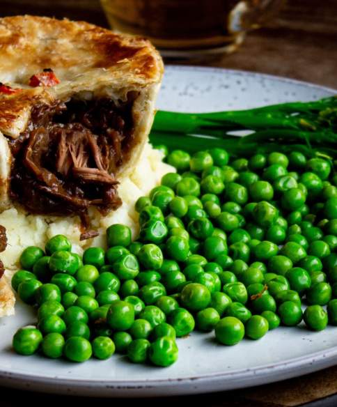 Mooless Moo vegan pie and peas at Pieminister Bristol - credit Pieminister