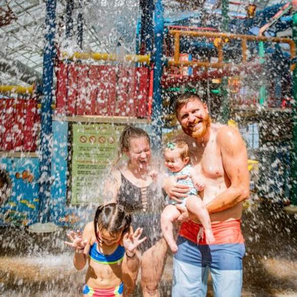 family at a waterpark