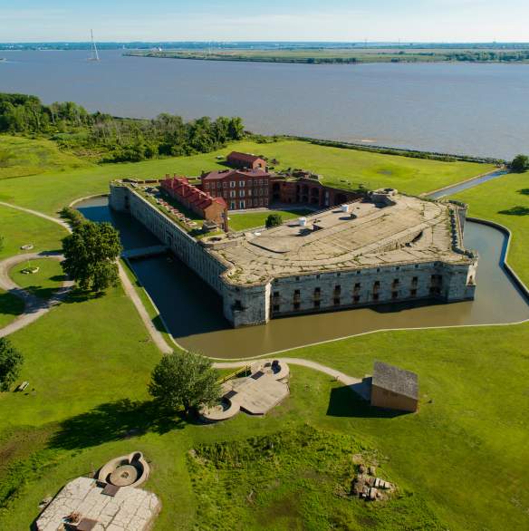 Aerial View of Fort Delaware, Delaware City, Delaware