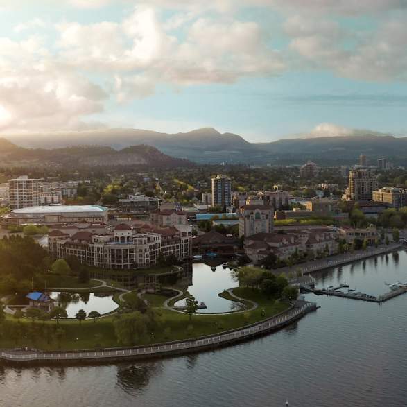 Waterfront Park In Downtown Kelowna Aerial Photo
