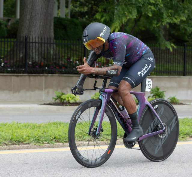 Para-Athlete Riding an Adaptive Bicycle