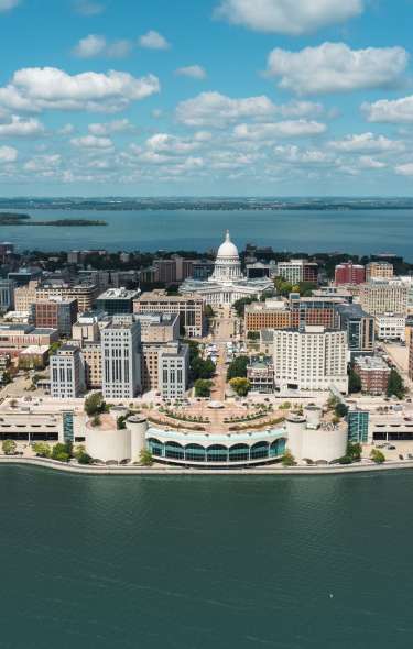 Madison skyline aerial photo