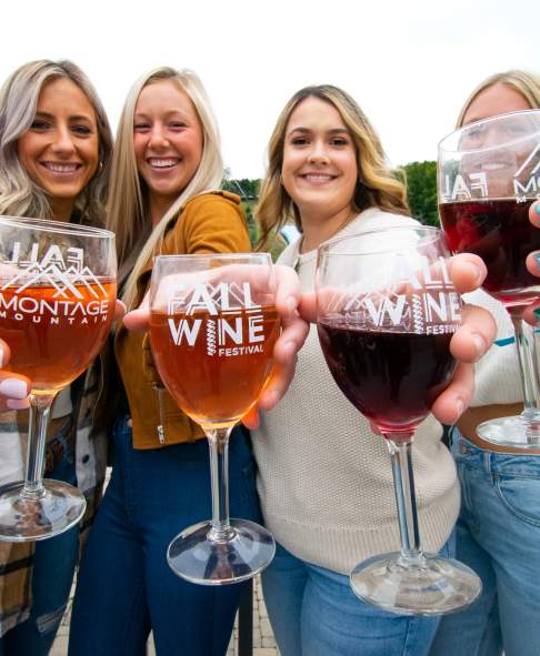 women holding wine glasses at Montage Mountain Fall Wine Festival