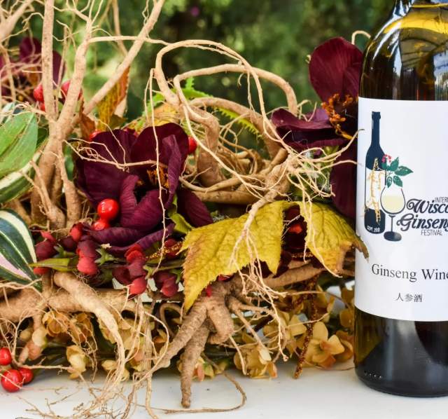 Festival exclusive ginseng wine pictured next to the Festival Queen's crown.