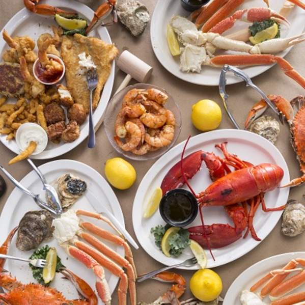 plates of seafood on a table