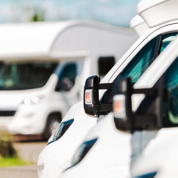 Recreational Vehicles parked next to each other