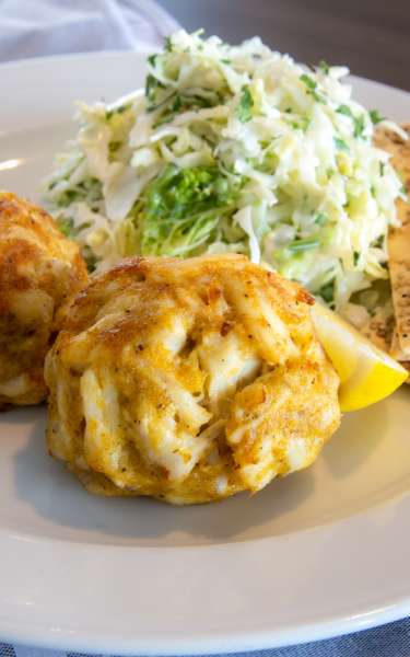 Plate with Jumbo Lump Crab Cakes from Barrett's on the Pike Restaurant