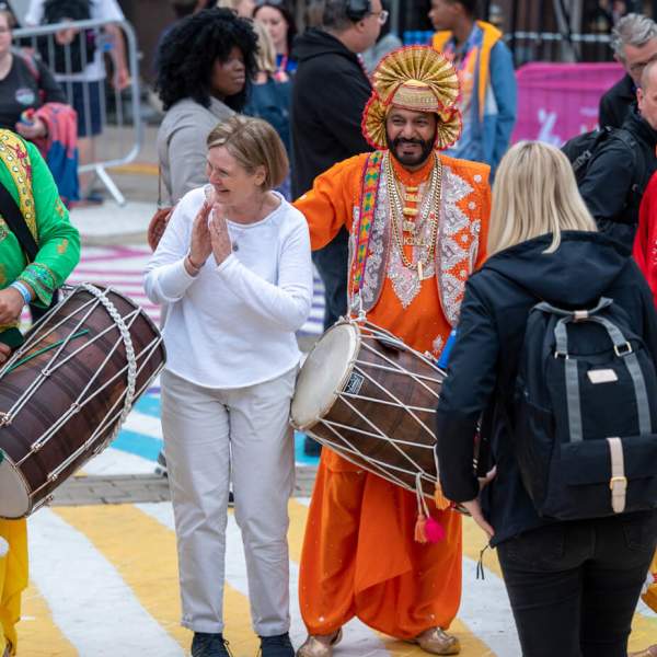 Cultural festival in Birmingham city centre with drums