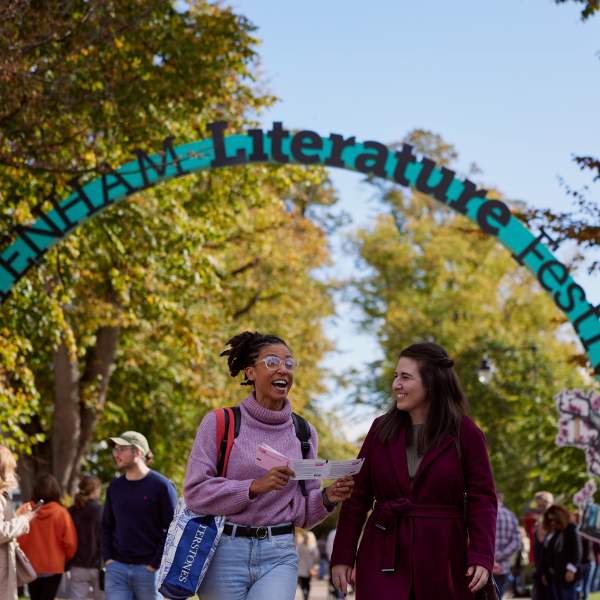 Visitors walking past the Cheltenham Literature Festival sign in Montpellier Gardens, Cheltenham.
By Still Moving Media for Cheltenham Festivals.