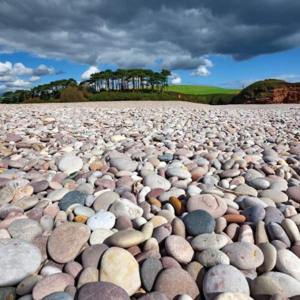 pebbled beach view Budleigh Salterton