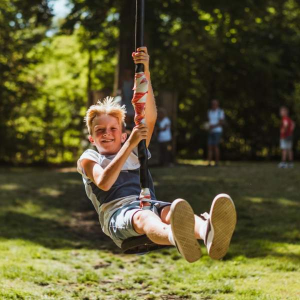 Boy on a zip line