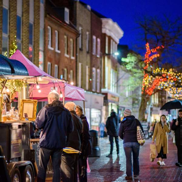 Chichester city centre at Christmas