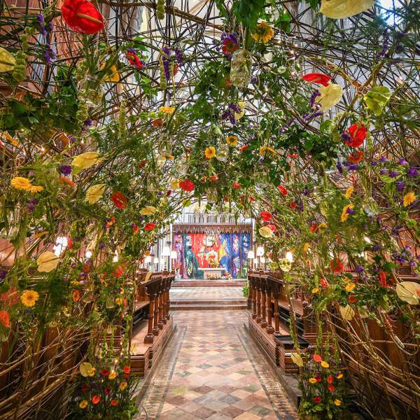 A floral installation at the 2024 Festival of Flowers, Chichester Cathedral