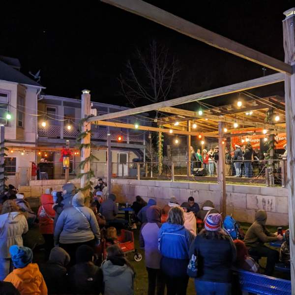 Crowd of people at the 2024 Christmas Tree Lighting in Downtown Huntingdon