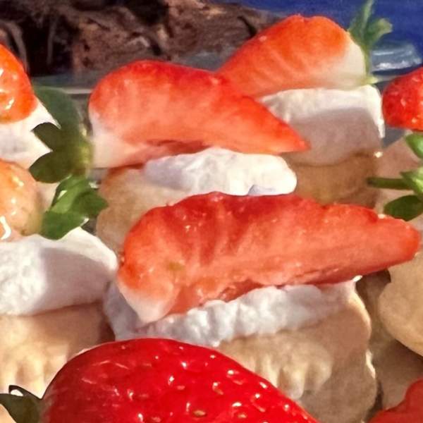 Vegan strawberry desserts at Robinson College, Cambridge.